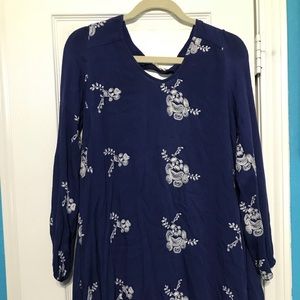 Altar’d State Floral Embroidered Dress Blue Medium